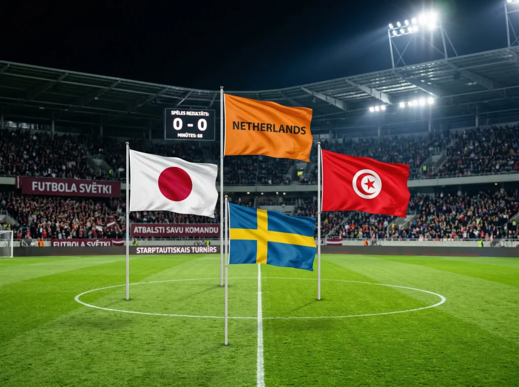F grupas komandu karogi un spēļu grafiks Pasaules kausa 2026 turnīrā