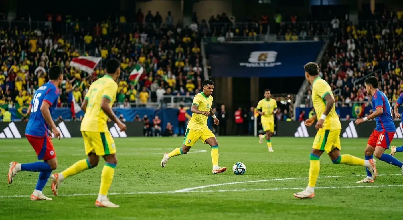 Kolumbijas izlases futbolisti uzbrukumā PK-2026 spēlē
