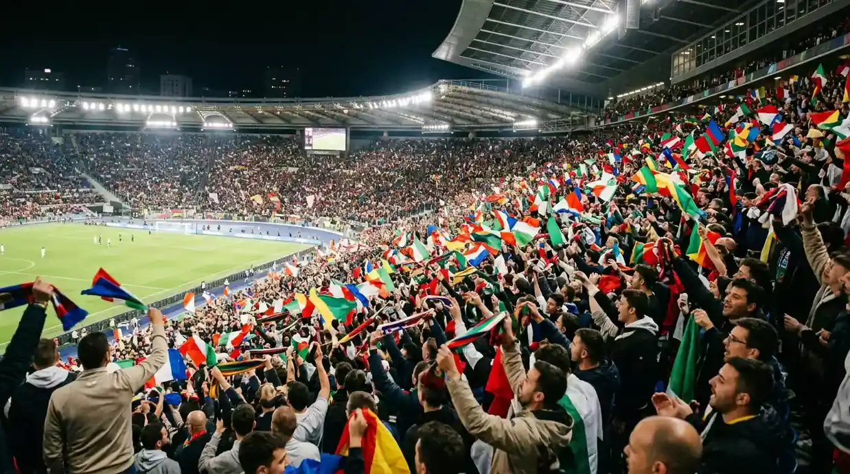 Stadions ar līdzjautēju pūli PK-2026 spēles laikā
