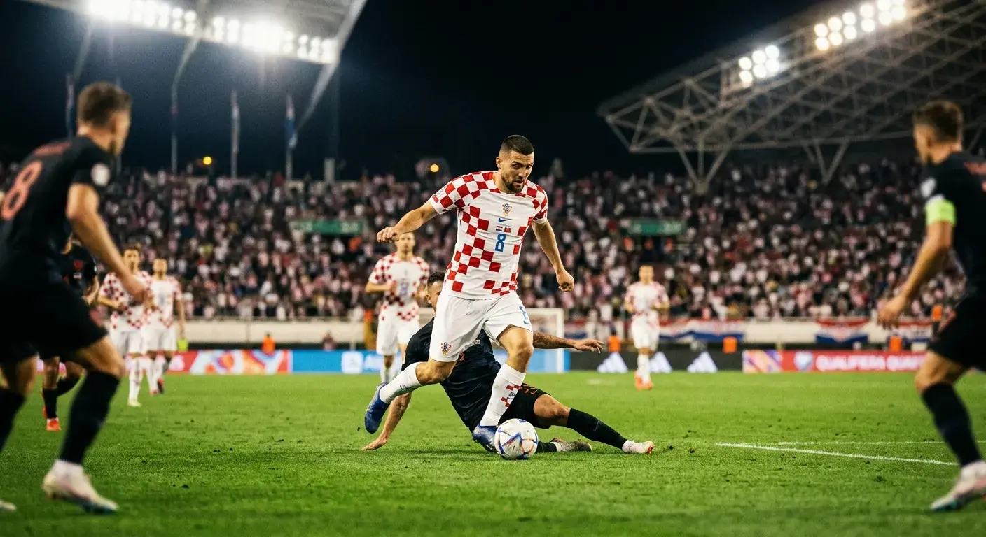 Horvātijas izlases futbolisti uzbrukumā PK-2026 izšķirošā grupu spēlē